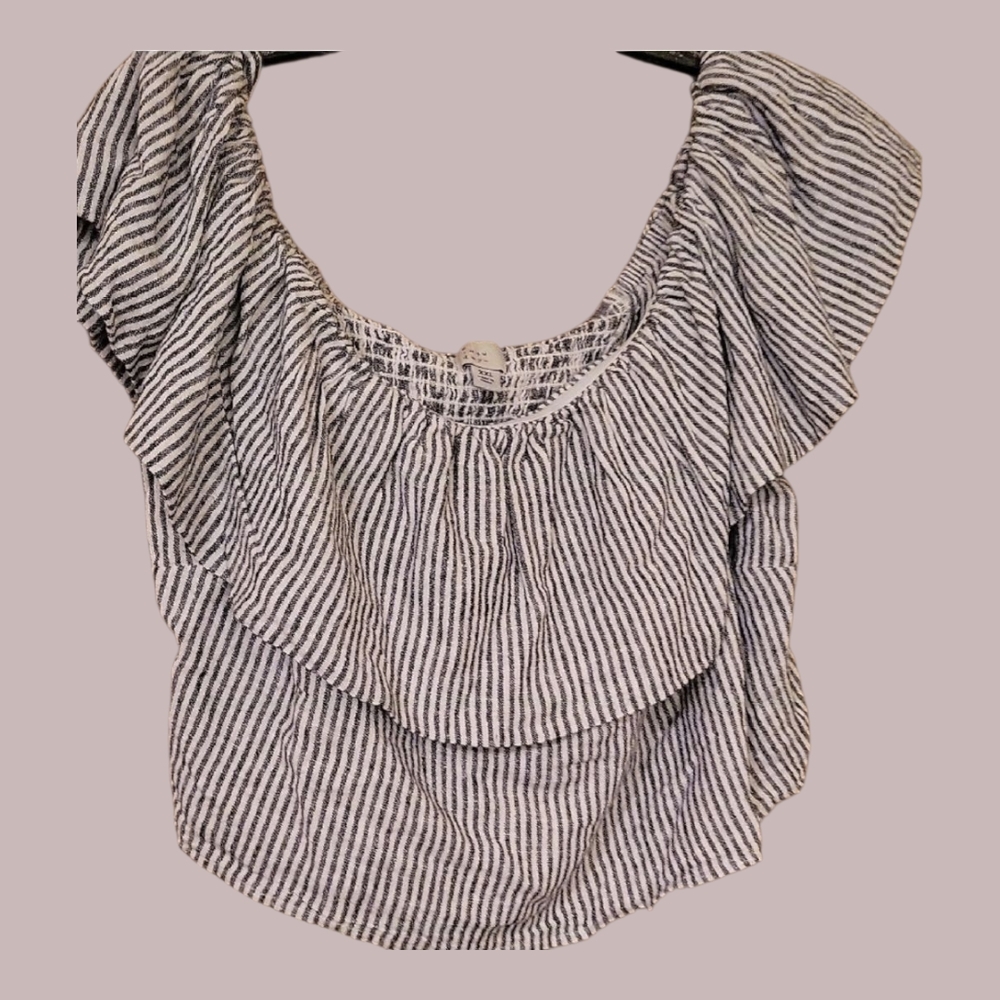 Womens Sleeveless Blouse~Gray & White NEW - Picture 5 of 7